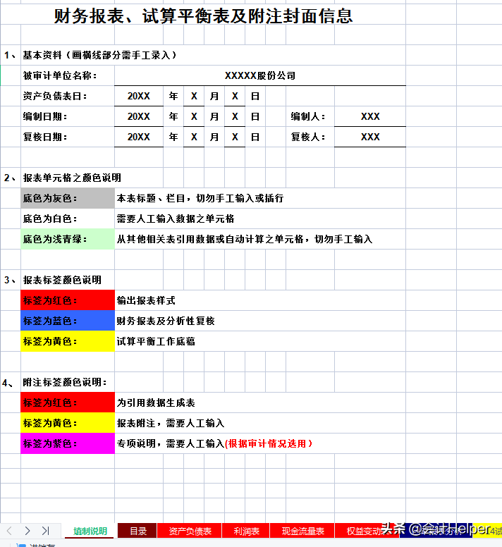 全自动Excel合并财务报表模板,附试算平衡表及附注,直接套用