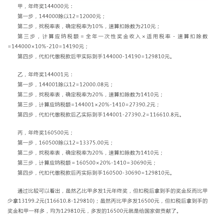 个税又变了!全年一次性奖要这样算个税!附最新个税税率表