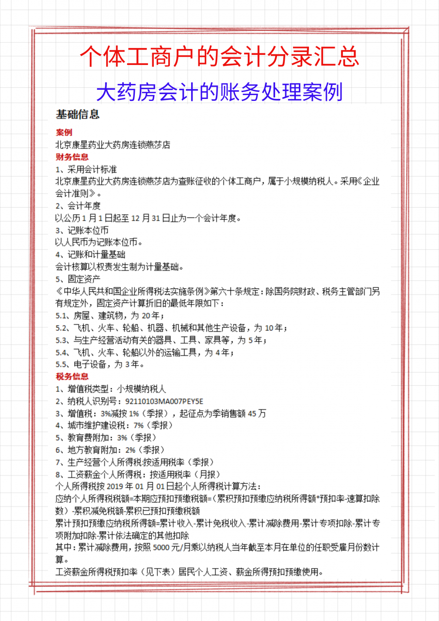个体工商户会计怎么做账?个体工商户的会计分录汇总,附案例解析