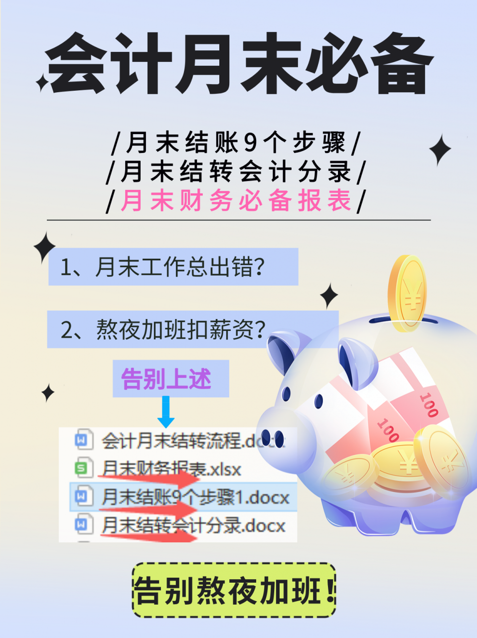 会计月末必备:超详细会计月末结账9个步骤,附月末结转会计分录